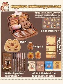 33 piezas /226 piezas /127 piezas /47 piezas Juego de papelería con Capibara, Estuche para lápices lindo de Capibara, Caja de lápices escolar de varias capas con pegatinas, llavero, broche, kit de regalo