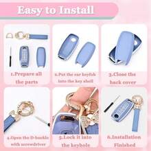 Key Fob Cover For Nissan - 4 Buttons Soft TPU Key Fob Case For 2023 2024 Pathfinder Rogue Versa Kicks 2025 Sentra Patrol Armada Full Protection Car Key Cover With Bling Keychain (White) - ColorB - View 4