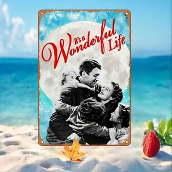 Metallskylt i vintagestil med filmen "It's A Wonderful Life" - hållbar, väderbeständig, förborrad, dekorativ väggkonst för inomhus/utomhusbruk - retro järndekor för hem, bar, badrum, kontor - 18,5x28,5 cm, lätt att hänga, hållbar, klassisk design