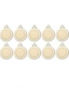 10/20pcs Unfinished Wooden Round Photo Frame Ornaments, Suitable For Christmas Tree And Stocking Decoration