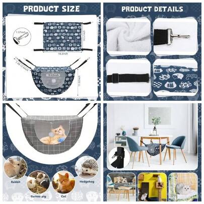 2 Hamacas Colgantes para Gatos Hamaca Suave para Jaula de Mascotas Cama Mascotas Colgante Felpa Suave Doble Capa Cmoda Interior Gatitos, 2 Estilos