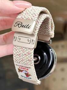 [Customized] Custom Name Cute Dog Polka Dot Nylon Magnetic Strap Compatible With Samsung Watch 20MM 22MM Women Men Strap Accessories Couple Gift - A - View 8