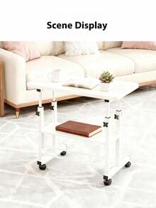 1 件便携式滚动笔记本电脑桌 - 可调节高度带轮移动边桌，23.7 英寸/31.5 英寸 C 形桌，适用于床、沙发、长沙发、家庭办公室 - 可锁定脚轮 - 白色 - 查看 9