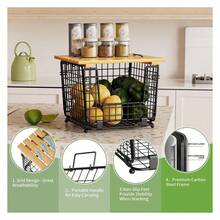 Wire Storage Basket For Kitchen, Stackable Pantry Organizer Bins - Produce Vegetable Onion Potato Holder Black - 10 Second Setup - Multicolor 185 - View 4