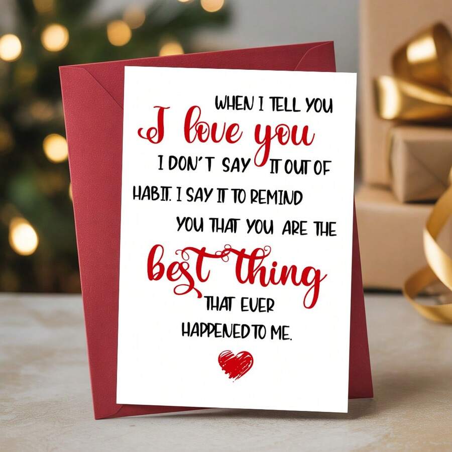 1 pieza Tarjeta de felicitación con estilo de carta de amor manuscrita, mensaje romántico y sincero, ideal para el Día de San Valentín/Aniversario, incluye sobre y pegatina