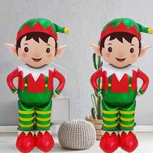 1/2 Dozen 48inch Christmas StandingFoil Balloons - Self-Sealing Red & GreenDesign With Striped Pants, Pointed Ears And Hat - Indoor/Outdoor Holiday Decor, Suitable For Home, Party, Thanksgiving & Christmas - Includes Inflation Nozzle, No Power Needed, Festive Home Decor, Vibrant Holiday Balloons, Easy Self-Sealing Balloons - Red - View 6