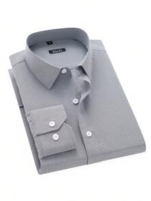 Men's Plaid Shirt In Jacquard Fabric With 40% Cotton - Màu xám đen - Xem 3