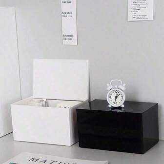 1 pieza Caja de almacenamiento de tarjetas, Contenedor de almacenamiento de baño de unicolor, Organizador de artículos pequeños para escritorio, Caja de almacenamiento con tapa, Organizador de cajón de tarjetas, Estuche organizador. Adecuado para salas de estar, dormitorios y oficinas