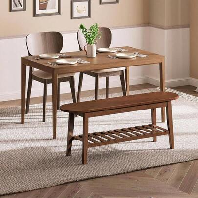 Dining, 2 - Tier Farmhouse Entryway, Indoor Storage Wooden Living Room, Dining Room, Hallway, Bedroom, Entryway, Bathroom, Brown BR06CD01