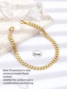 时尚流行男士简约手链不锈钢，可作为珠宝礼物，打造时尚外观 - 金黃色 - 查看 2