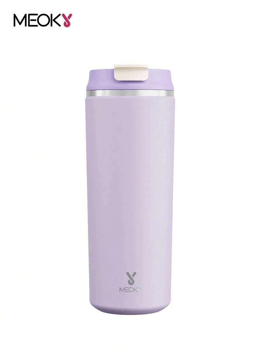 Meoky 16oz Double Wall Stainless Steel Travel Coffee Cup With Sealed Lid – Insulated Vacuum Coffee Mug, Portable Car Cup, Keeps Drinks Hot & Cold For Students, Office, Outdoor Activities & Back To School - Purple - View 1