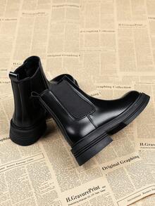 女士切尔西踝靴，厚底修身款，2025年春秋新款短靴