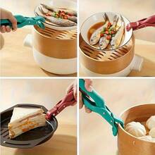 2pcs Heat Resistant Silicone Pot Holders, Multi-Function Dish Clamp, Non-Slip Kitchen Utensils - Multicolor - View 5