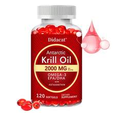 Suplemento de aceite de krill antártico (con omega-3, EPA y DHA) que favorece la salud ósea y cerebral (120 cápsulas blandas) - 1 botella - Ver 8