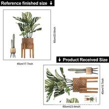 4pcs Potted Plants Illustration Decorative Frosted Pvc Stickers Wholesale, N1076 Cross-border Living Room Decor Wall Sticker - Green - View 14