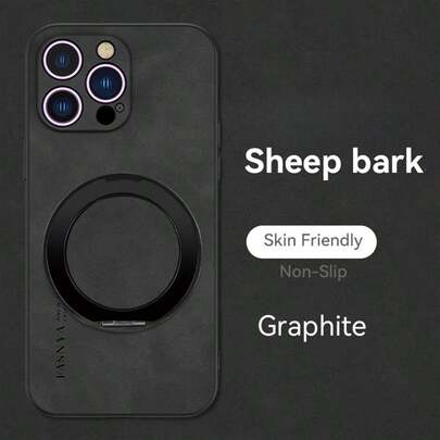 黑色高档商务防震防指纹PU皮革质感270°旋转支架手机壳，兼容 17/三星Galaxy/荣耀/OPPO/红米/Infinix