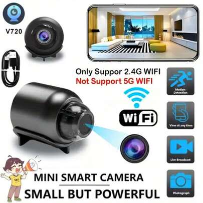 2024 X5 智能 2.4G WiFi 微型摄像头，2MP 高清室内夜视家用安防录像机，保姆摄像头，家用监控摄像头