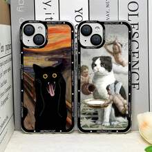 Custodia per telefono con arte di Van Gogh, Gustav Klimt, Mona Lisa e gatto grasso, compatibile con 16, 15, 13, 12, 11 Pro Max Mini XS X 14 Plus, cover trasparente, compatibile anche con Galaxy S17, S17 Pro, S17 Pro Max - S-H1237T6 - Visualizzare 2