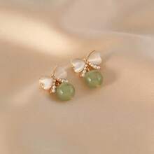 Vintage Bowknot Cat's Eye Stone Pearl Earrings With A Chance To Buy One Get Two Free Or Buy One Get Three Free - 彩色 - 查看 10