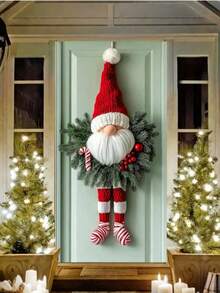 3pcs,Christmas Dwarf Door Hanging Decoration, Polyester Fiber Door With Garlands, Red Striped Legs, No Electricity Required, Festive Wall Decoration - Multicolor - View 6