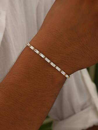 سوار تنس مستطيل أنيق مرصع بالزركونيا مناسب كهدية لصديقك