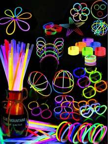 100支多色闪光棒，派对闪光棒，派对庆典，高品质超强闪光棒，彩色婚礼闪光棒，可连续使用8-12小时，适用于招待会、音乐会、酒吧、夜总会、灯光派对（50个连接器和50支闪光棒共计100支）