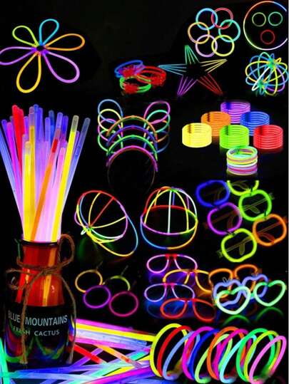 100pcs Multi-Color Glitter Stick Party Glitter Sticks, Party Ceremonies, High Quality Super Sticks, Colorful Wedding Sticks, 8-12 Hours In A Row, Suitable Reception, Concerts, Bars, Bars, Nightclubs, Nightclubs, Light Parties (50 Connectors And 50 Glow Sticks Count Together 100pc)