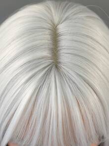 PIAOYUN Parrucca lunga dritta con sfumature bianco-argento con frangia per donne, adatta per uso quotidiano, feste, cosplay, parrucca sintetica con frangia morbida