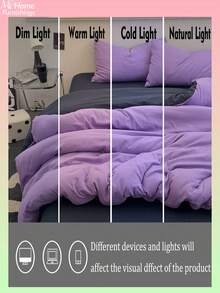 3 pièces Ensemble de literie violet et gris foncé, 1 housse de couette et 2 taies d'oreiller, textile d'ameublement doux et confortable, doux et agréable pour la peau, plusieurs couleurs disponibles, convient pour les dortoirs des hommes et des femmes, décoration d'intérieur simple et , literie de chambre douce et confortable, ensemble , lavage en machine, sans rembourrage
