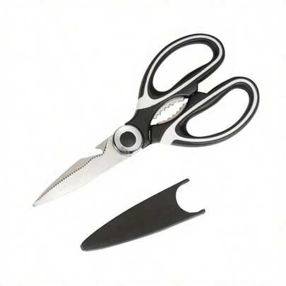 1 Kitchen Scissors, Kitchen Fishbone Scissors, Multifunctional Stainless Steel Chicken Bone Scissors, Duck Fish, Food Scissors, Kitchen Meat Scissors, Nut Bottle Opener, Bottle Cap Opener. Essential For Kitchen And Home Decor.