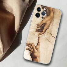 Fresh Michelangelo Creation Of Adam Phone Case Cover Compatible With  14 13 12 Mini 11 Pro XS Max X XR SE 6 7 8 Plus Soft Silicone Cover, Cover Compatible With  17 Case,  17 Pro Case,  17 Pro Max Case - A8 - 查看 4
