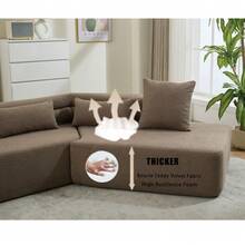 JULONGC 128"Minimalist Cloud Sectional Couch ,Modern Couches ,4-Seater ,No Assembly,Two Modular Sofa,Boucle Teddy Fabric, Upholstered , Anti-Wrinkle Fabric - 棕色 - 查看 4