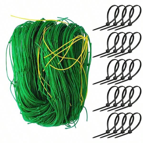 Trellis Netting, 180*90cm Garden Trellis Netting For Climbing Plants With Plant Clips, Plant Netting For Cucumber, Tomato, 27 Strands & 4x4 In Mesh, Grow Net For Vine, Fruit, Vegetable, Bean, Pea Heavy-Duty Green Nylon Garden Plant Support Net - Ideal For Tomatoes, Cucumbers, Vines & More - Versatile Indoor/Outdoor Use For Climbing Plants, Vegetables & Flowers, Outdoor Plant Support | Plant Net | Nylon Net