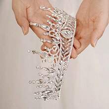 JWICOS Silver Tiara Crown for Women Bridal Wedding Tiara Headband for Brides and Bridesmaid Crystal Rhinestone Tiara for Birthday Prom Pageant Costume Party Wedding Silver - como en la foto - Ver 4