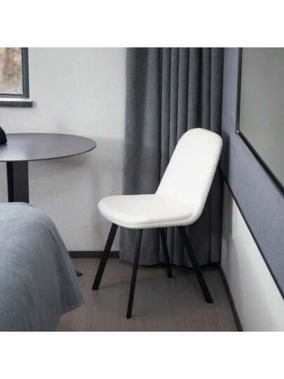 Teddy Fleece Dining Stoel Set Of 2, Zachte Upholstery, All Year Round Com Sturdy Metal Structure view 3