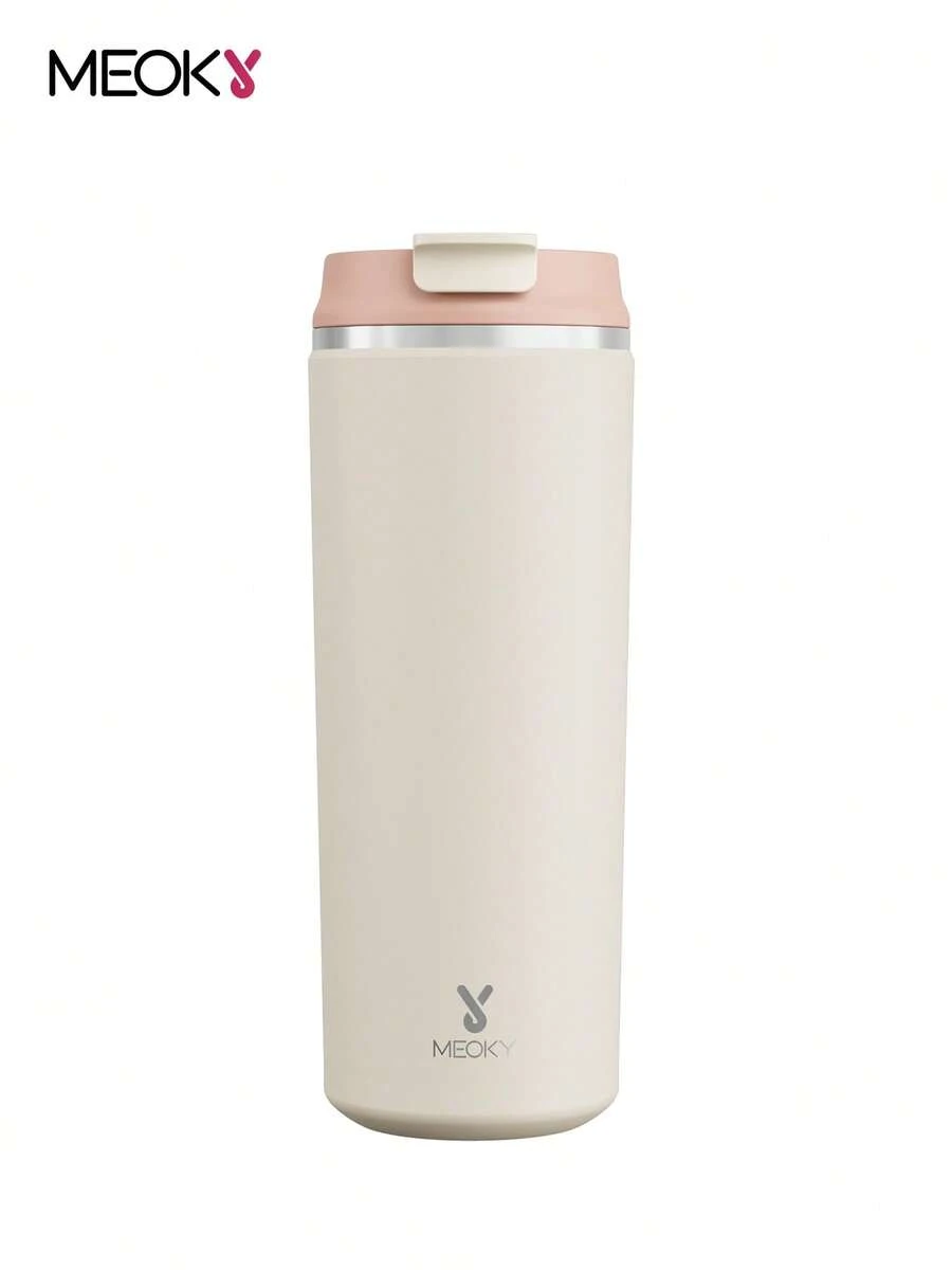 Meoky Cốc cà phê du lịch bằng thép không gỉ hai lớp 16oz có nắp đậy kín - Cốc cà phê chân không cách nhiệt, Cốc di động trên ô tô, Giữ đồ uống nóng và lạnh cho học sinh, văn phòng, hoạt động ngoài trời và trở lại trường học - Hồng - Xem 1