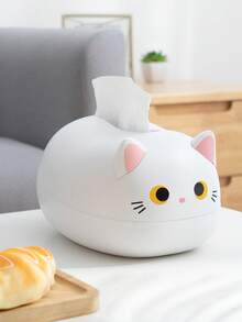 塑料可爱猫咪形状纸巾盒，卡通纸巾盒盖，可爱黑白猫咪纸巾盒，方便清洁桌面，塑料收纳盒，居家日常桌面纸巾收纳盒，适用于浴室、客厅、办公室、厨房等家居装饰，圣诞礼物 - 彩色 - 查看 4