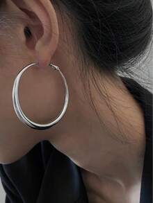 1 Pair Elegant Simple Style Geometric Stud Earrings Alloy Gold Plated Jewelry For Women Daily Wear - Silver - View 2