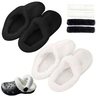 2pcs Plush Lining For With Removable Fleece For Winter Warmth. Men's And Women's With Cotton Lining, Suitable For Sandals And Slippers, An Indispensable Winter Shoe Accessory For Hiking, Hunting, Fishing, And Camping.