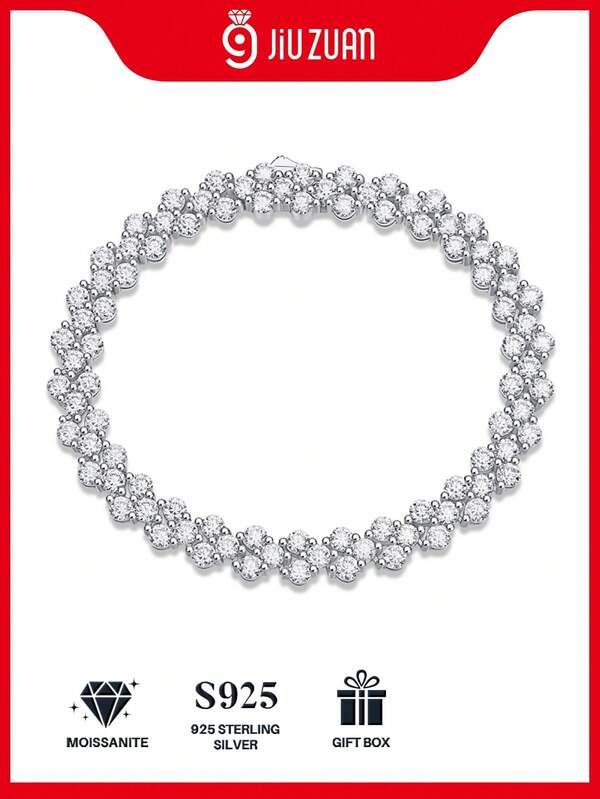 Bransoletka tenisowa z moissanitem ze srebra próby 925, luksusowa i modna dla kobiet, idealna na zaręczyny, ślub, spowiedzi, jako prezent dla przyjaciół i ukochanej osoby, na modowe przyjęcia, na Dzień Matki