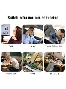 Portable Inflatable Pillow, Outdoor Nap Pillow, Inflatable Pillow, Travel Pillow, Sleeping Bag Pillow, Suitable For Travel, Camping, Nap, Office Rest, Unisex, Waterproof, Beach, Lumbar Pillow, Neck Pillow, Camping Essential Accessory, Holiday Essential - Multicolor - View 9