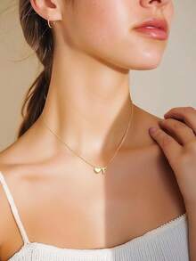 Initial Heart Necklace For Women, 925 Sterling Silver Tiny Heart Letter Necklace Siver, Gold Necklace, Come With Box2025 - Vàng - Xem 8