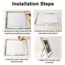 Eleganter silberner transparenter schwebender Glasmetall-Fotorahmen, 6/7/8/10 Zoll Trockenblumen-Fotohalter, hochwertige Wohndekoration - Silber - Übersicht 6