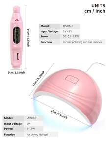 LULAA 15pcs Manicure Set: UV Gel Nail Lamp, Nail File, Cuticle Pusher, Nail Dust Brush, Buffing Block, Cuticle Nipper - Multicolor - View 12