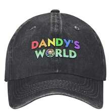 Baseball Cap, Dandy's World Print, Washed Cotton Soft, Vintage Retro Dad Hat, Adjustable Breathable, Fall Accessories, Unisex For Men Women - 黑色 - 查看 1