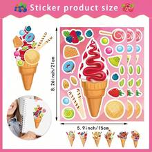 8/24 hojas/set Pegatinas de helado casero de formas únicas autoadhesivas, pegatinas de postre, pegatinas de recuerdos de fiesta, pegatinas de helado con tema de verano, pegatinas hawaianas tropicales para manualidades, scrapbooking, sombreros, botellas de agua, decoraciones de portátiles