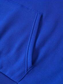 Buffalo Football Graphic Print Pocket Hoodie, Casual Long Sleeve Drawstring Hoodie, Men's Clothing - 藍色 - 查看 3