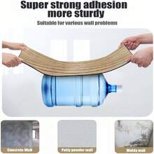 Wood Grain Slat 3D Wall Panel, 15.75"X118" Peel And Stick PVC Wall Sticker For Ceiling, Thickened Moisture Resistant Removable Wallpaper Bedroom Bathroom RV Basement (Light Yellow/Grey, Cover 13Sq.Ft) - 1卷 - 查看 6