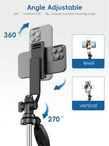 STICKMAG 新款 1.7 米/70 厘米蓝牙无线自拍杆三脚架，带 LED RGB 灯、可调节手机支架、360° 不锈钢便携式手机支架，兼容 17/16/15/14/13/12/11e/Max/Pro/Xs/Xr/X/Plus、Galaxy S25/S24/S23/S22 Ultra、GoPro 和其他安卓智能手机 - 彩色 - 查看 3