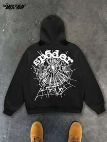 Hooded Drawstring Hoodie With Pocket,Wicked Coat Christmas Men Winter Clothes Y2k Clothes Cotton Hoodies  Men Long Sleeve, Regular Fit Street Style - 黑色 - 查看 2